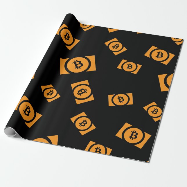 Cool Bitcoin Cash Cryptocurrency Coin Sign Pattern Wrapping Paper (Unrolled)