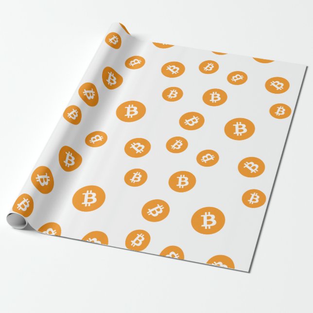 Cool Bitcoin Cryptocurrency Coin Sign Pattern Wrapping Paper (Unrolled)