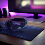 Cool black and blue geometric gaming background desk mat<br><div class="desc">Black and blue futuristic metallic texture,  cool modern geometric gaming background with blue accents. Custom optional blue monogram.</div>