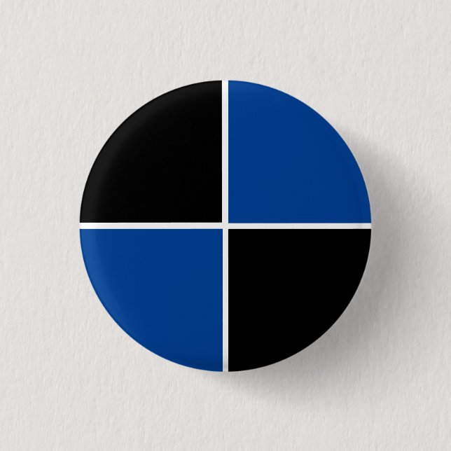 Cool black and blue square pattern 1 inch round button (Front)