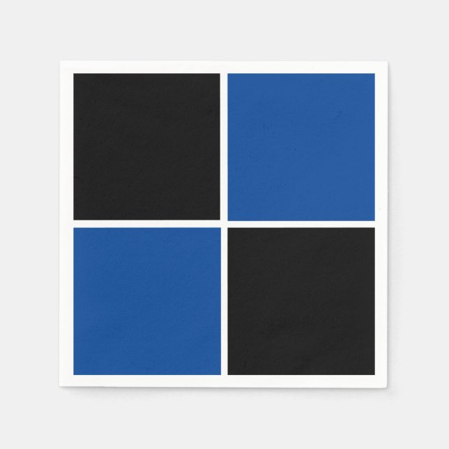 Cool black and blue square pattern beverage coaste napkin (Front)