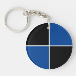 Cool black and blue square pattern keychain