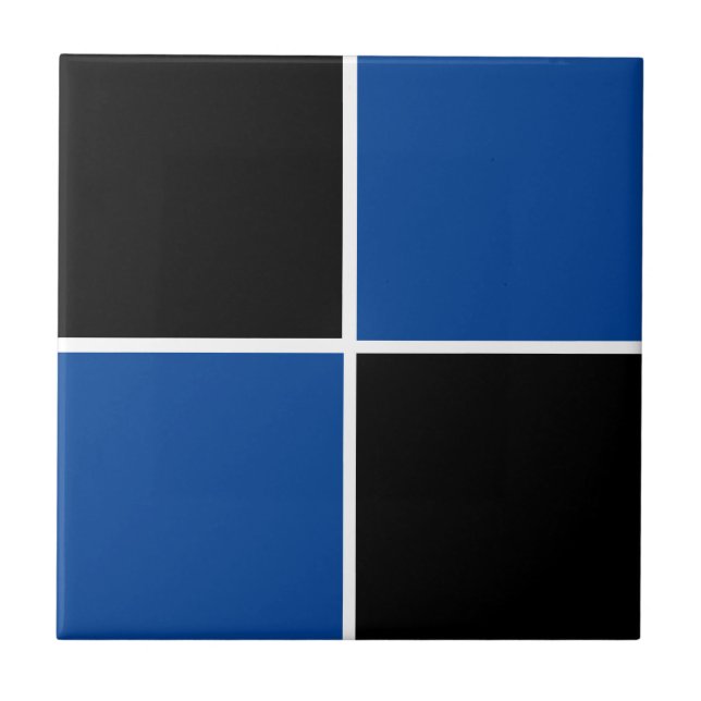 Cool black and blue square pattern square paper co tile (Front)