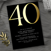 Cool Black and Gold | Womens or Mens 40th Birthday