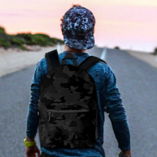 Cool Black and Grey Military Camo Pattern Design  Printed Backpack