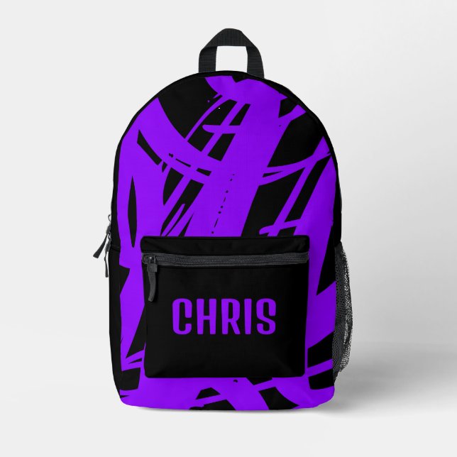 Cool Black And Purple For Boys Girls & Kids School Printed Backpack (Front)