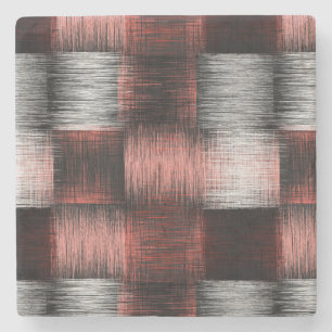 Cool Black and Red Checkerboard Pattern Stone Coaster