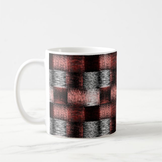 Cool Black and Red Chequerboard Pattern Coffee Mug (Left)
