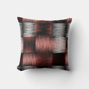 Cool Black and Red Chequerboard Pattern Throw Pillow