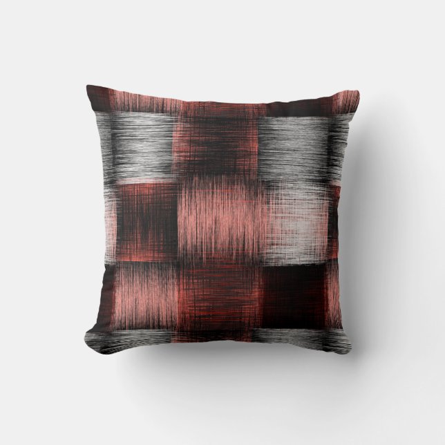 Cool Black and Red Chequerboard Pattern Throw Pillow (Front)