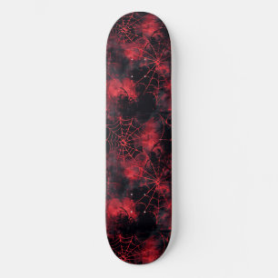 Cool Black and Red Spider Web Design Skateboard
