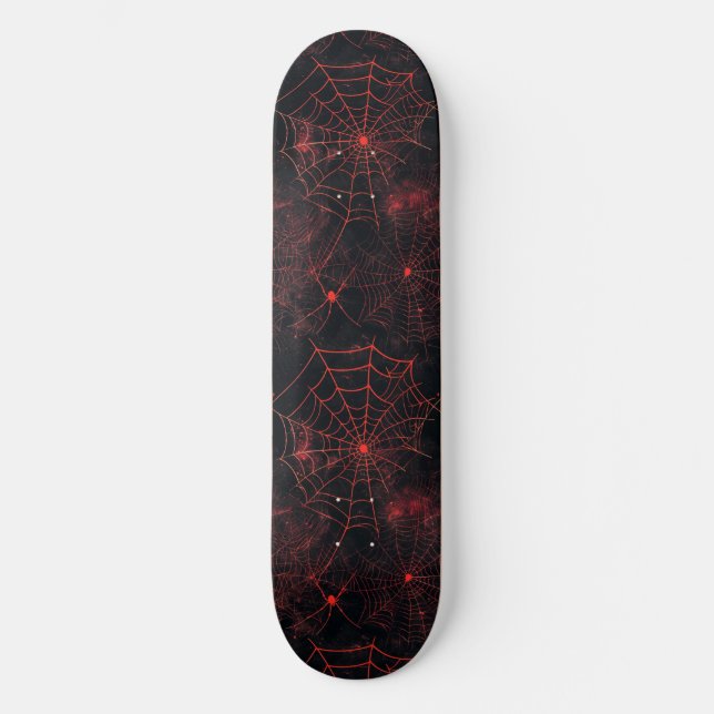 Cool Black and Red Spider Web Design Skateboard (Recto)