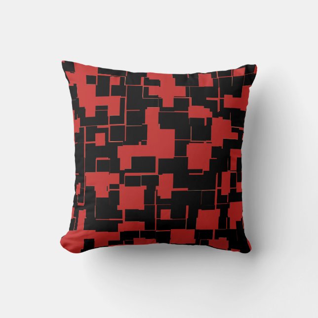 COOL Black and Red Stylish Abstract Pattern Throw Pillow (Front)