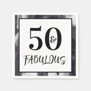 Cool Black and white 50 and Fabulous Birthday Napkin