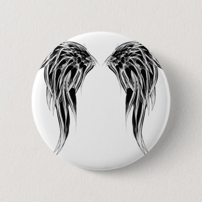 Cool Black and White Angel Wings 2 Inch Round Button (Front)