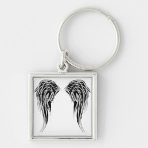 Cool Black and White Angel Wings Keychain