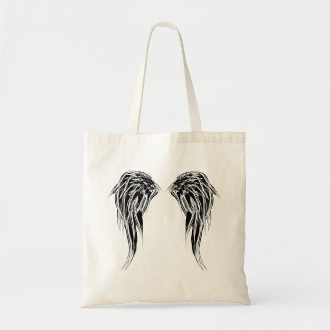 Cool Black and White Angel Wings Tote Bag (Front)