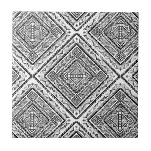Cool Black and White Aztec Tribal Pattern Tile