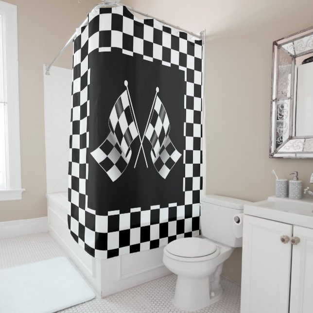 Cool Black And White Chequered Flag Pattern (In Situ)