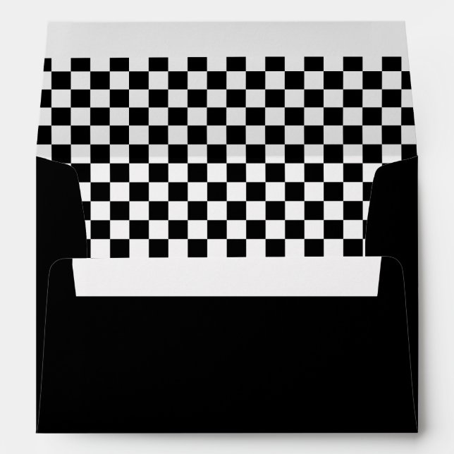 Cool Black And White Chequered Flag Pattern Envelope (Back (Bottom))