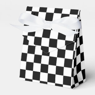 Cool Black And White Chequered Flag Pattern Favor Box