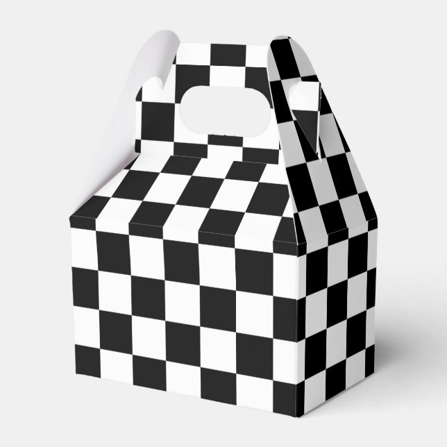 Cool Black And White Chequered Flag Pattern Favor Box (Front Side)