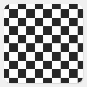 Cool Black And White Chequered Flag Pattern Square Sticker