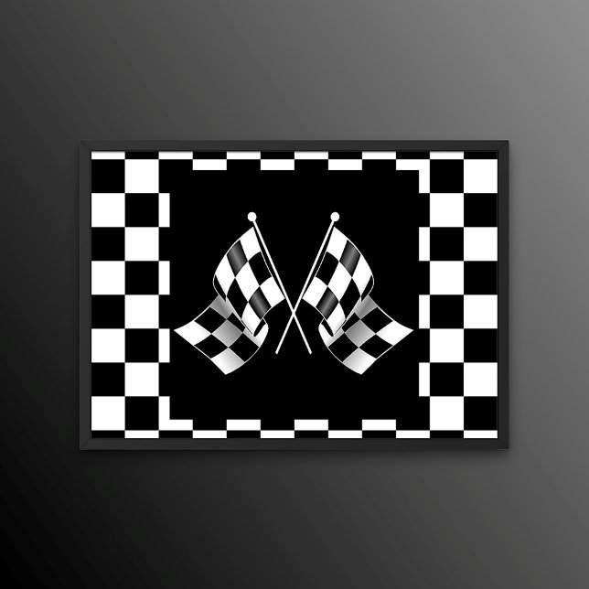 Cool Black And White Chequered Flags Pattern Poster (Creator Uploaded)