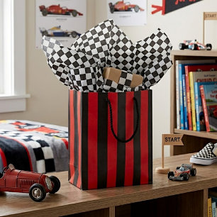 Cool Black And White Chequered Race Flag Pattern Tissue Paper