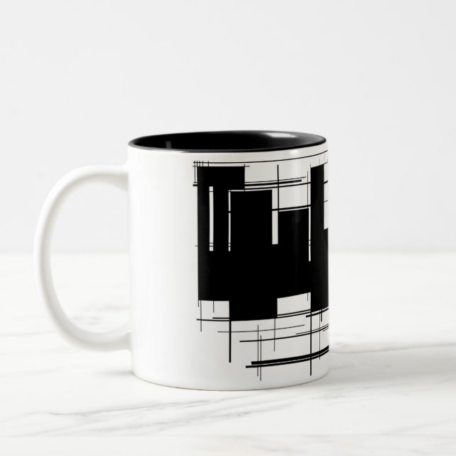 Cool Black and White Design Coffee Mug/Cup Two-Tone Coffee Mug (Left)