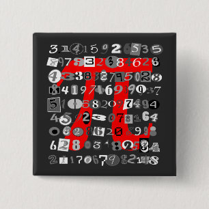 Cool Black and White Digits of Pi 2 Inch Square Button
