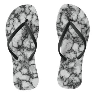 COOL Black and White Marble Pattern Flip Flops