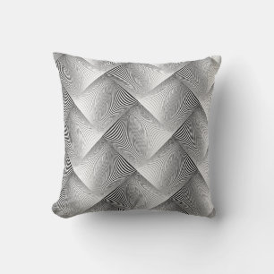 Cool Black and White Metallic Weaving Pattern Throw Pillow