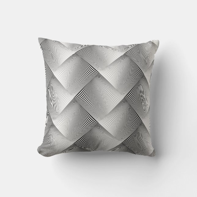 Cool Black and White Metallic Weaving Pattern Throw Pillow (Front)