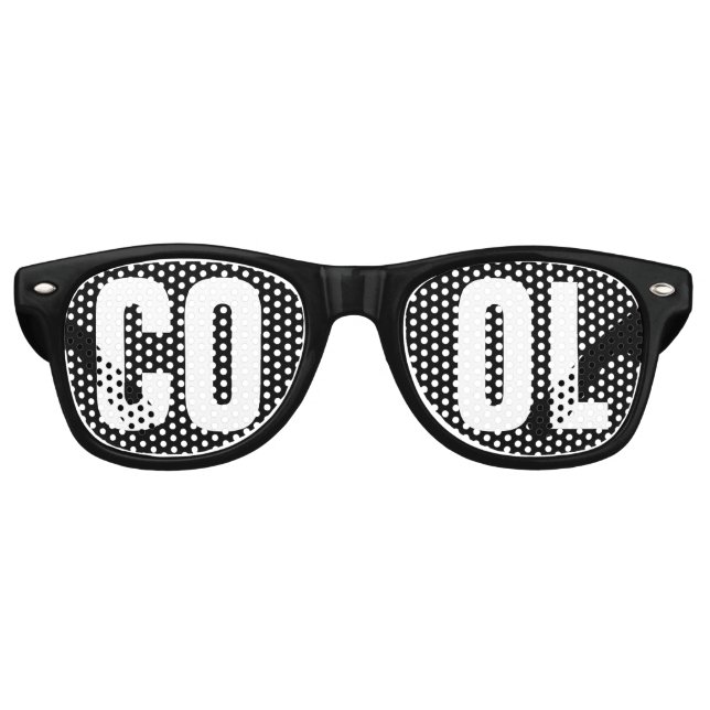'COOL' Black and White Party Retro Sunglasses (Front)