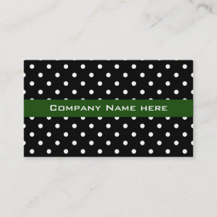 cool black and white  polka dots green business ca card