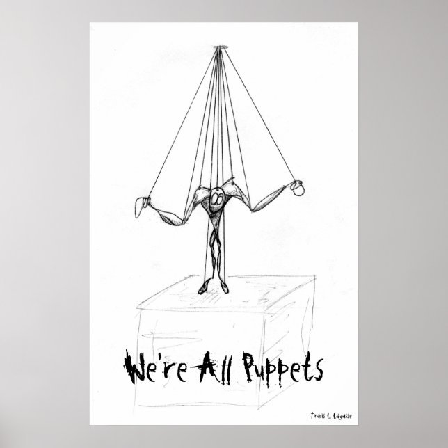 Cool  Black and White Puppet on Strings Comic Poster (Front)