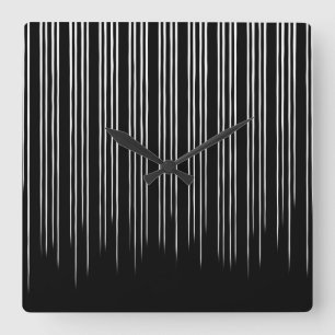 Cool Black and White Striped Pattern Square Wall Clock