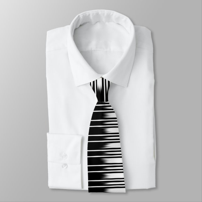 Cool Black and White Striped Pattern Tie (Tied)