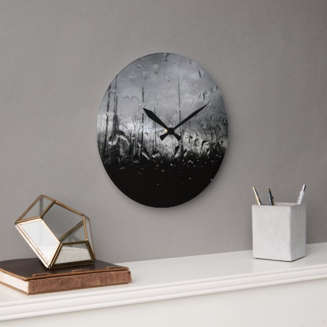 Cool black and white water drops large clock (Office)