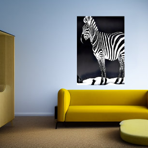 Cool black and white Zebra art   AI Art Poster