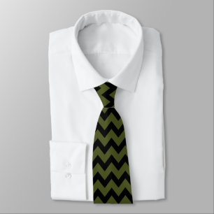 Cool black army green retro Chevron pattern Tie