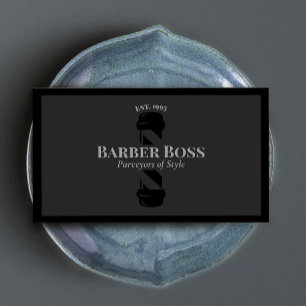 Cool Black Barber Pole Barbershop Business Card