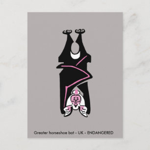 Cool Black BAT - Endangered animal - Ecology Postcard