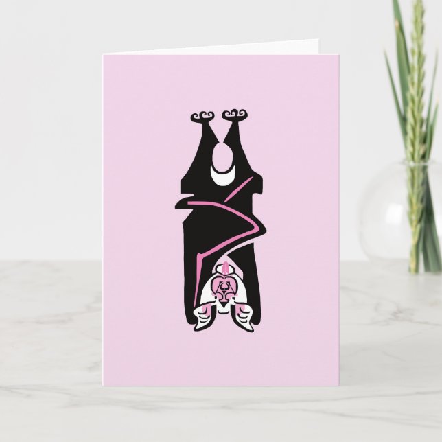 Cool Black BAT - Halloween - Wildlife -Pink Card (Front)