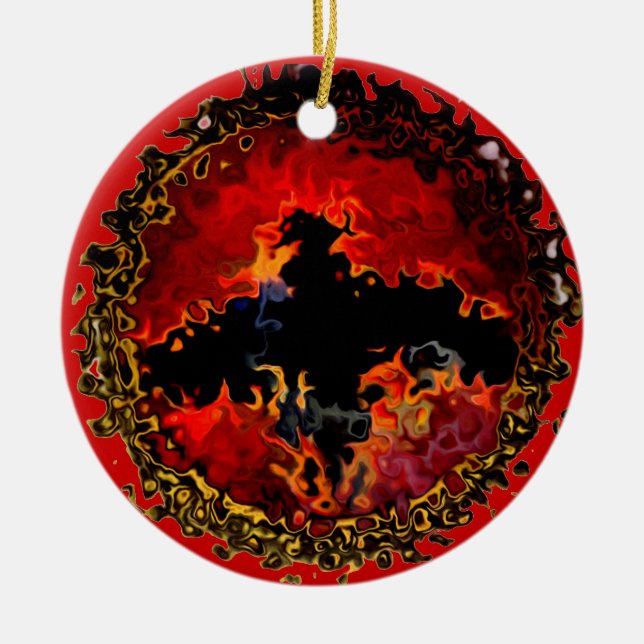 Cool Black Bat Modern Ceramic Ornament (Front)