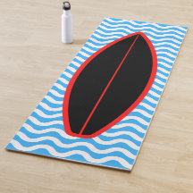 Cool Black Blue Waves Surfing Yoga Mat