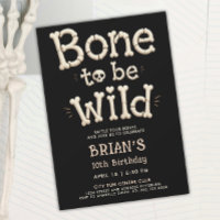 Cool Black Bone To Be Wild Skull Fun Cartoon Typo 