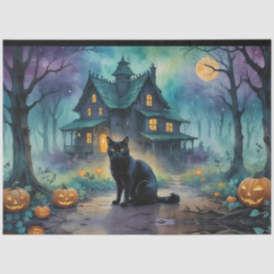 Cool Black Cat, Jack O Lanterns, Spooky House Tissue Paper