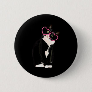 Cool Black Cat Kitten Red Heart Gles Happy Valenti 2 Inch Round Button